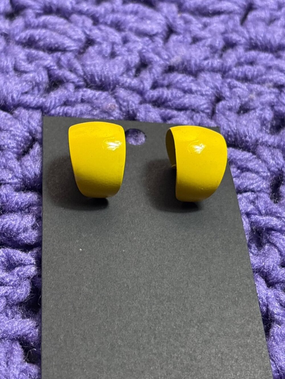 Yellow Metal Open Back Hoop Earrings 0.75 inch